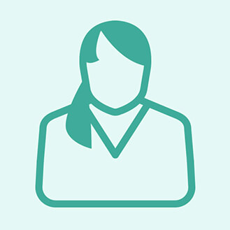 Valeria Isleam Stilisiertes grünes Person-Symbol mit Silhouette eines Kopfes und Schultern auf hellgrünem Hintergrund