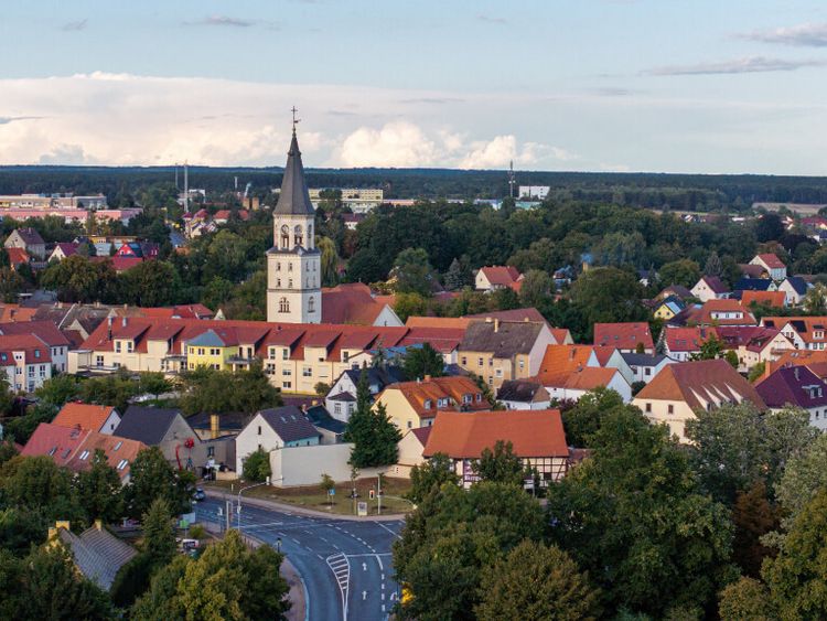 Luftaufnahme der Altstadt in Bad Düben