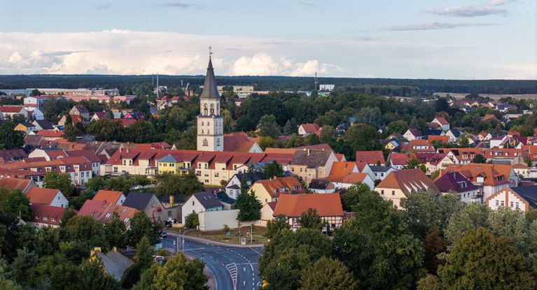 Luftaufnahme der Altstadt in Bad Düben